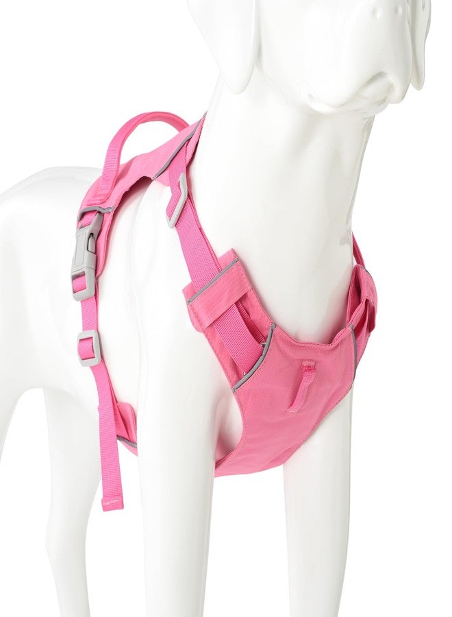 مايل هاي لايف سرج كلاب Mile High Life بدون شد مع شريط عاكس، سرج خفيف الوزن قابل للتعديل وسهل الارتداء للكلاب الصغيرة والمتوسطة والكبيرة للمشي والجري والتدريب (وردي فاقع، مقاس M، محيط الصدر 18-25 بوصة) - Image 1